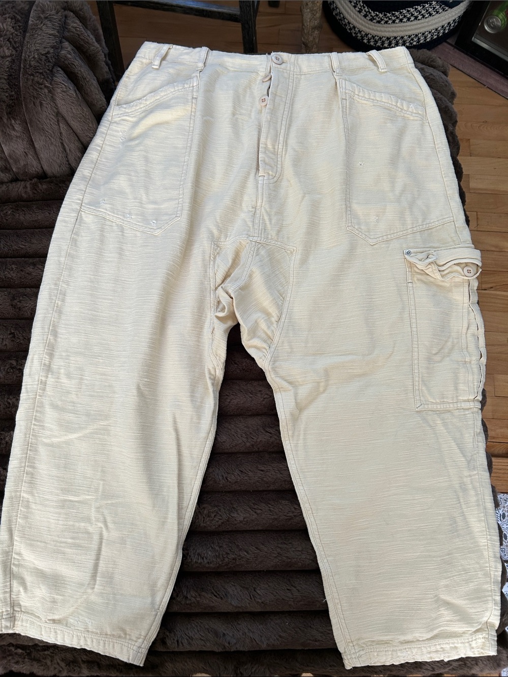 Free People Cream Utility Cargo Pants